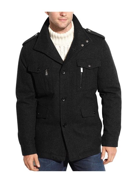 men's black michael kors pea coat|Wool Blend Peacoat .